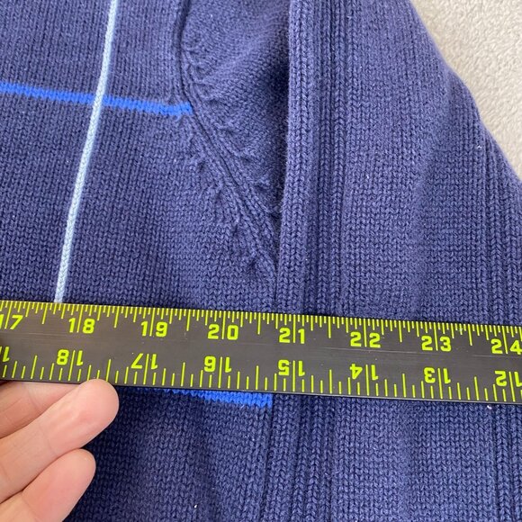 Boca Classics Mens Navy Blue Cable Knit Sweater Size L 100% Cotton Mens Crewneck - Picture 6 of 7